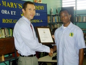 Sidney Jules awarded by US Embassy for excellence in CXC
