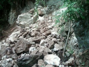Landslide on Soufriere main road