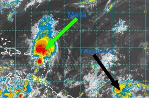 Remnants of Maria will continue to affect Dominica; tropical wave east of Lesser Antilles