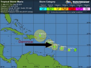 WEATHER UPDATE: Maria to pass south of Dominica; tropical storm watch in effect