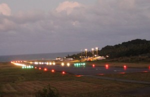 Melville Hall Airport at night