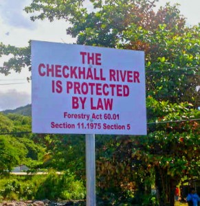 Sign proclaims Checkhall River protected by law