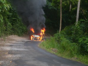 Mini bus catches fire near Clifton