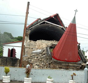 The Portsmouth Catholic Church was completely destroyed by earthquake in 2004