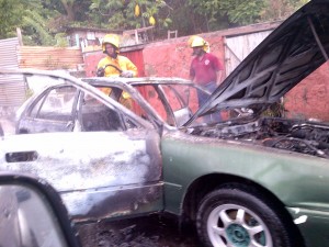 Fire destroys car in New Town
