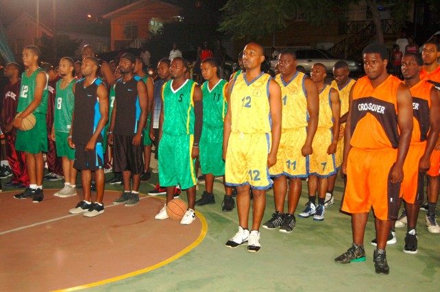 Teams on parade at opening on 2013 Basketball Season
