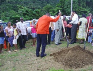 PM Roosevelt Skerrit breaking ground for the new police station back in 2010. File photo