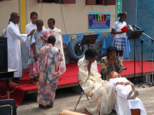 Students during a performance on the school's ground on Friday