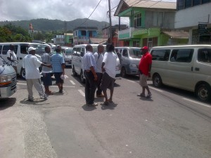 Mahaut bus drivers protest in Roseau