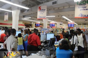 Shoppers at a business place in Roseau during the Shop Dominica event