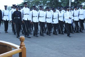 Officers on parade during the ceremony