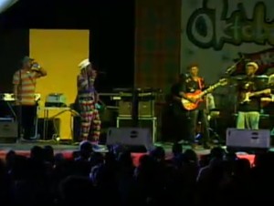 Midnight Groovers on stage at Oktoberfest en Kweyol in St. Lucia on Sunday