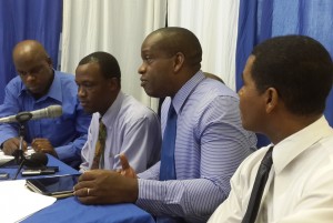 Members of the UWP at Tuesday's press conference (from left) Isaac Joseph, Dr. Thomson Fontaine, Lennox Linton and Joshua Francis 