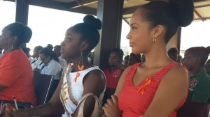 Miss Dominica 2013 (right) and Miss Wob Dwiyet 2013 (center) lending their support at the Orange Day event.