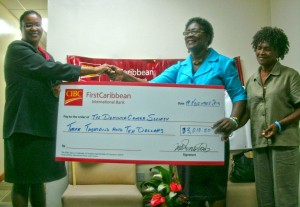 The cheque being presented on Tuesday