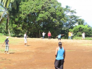 Kalinago residents playing sports in Castle Bruce Team activity