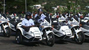 A police officer in a motorcycle sidecar