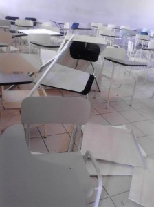 The classroom after the ceiling collapsed