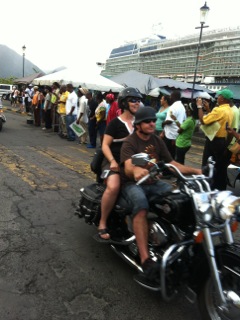One of the bikers preparing to embark on the tour to the interior
