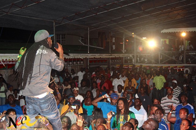 Six-time calypso monarch  rocking an appreciative crowd at Mas Camp