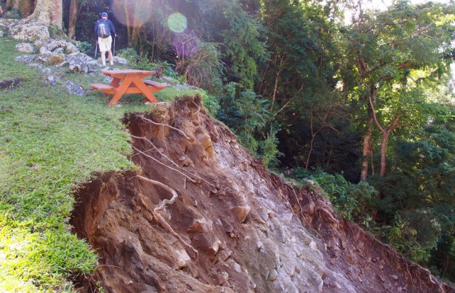 Landslide on segment 1 of Waitukubuli National Trail which makes it impassable