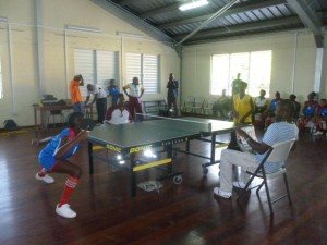 Two schools in action in the tabble tennis competition