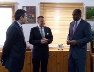 PM Skerrit shares a word with the hotel investors on Tuesday