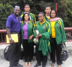 Back row: Micheal Pemberton & Malik Nickson and Jodi Andrew (front center) with Robin and two parents