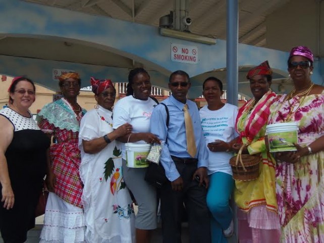 Members of the Dominica Cancer Society formed a welcoming team for a cruise ship on Friday 