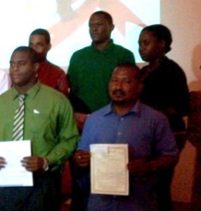 Darroux (front right) recently returned to Dominica from studies in China 