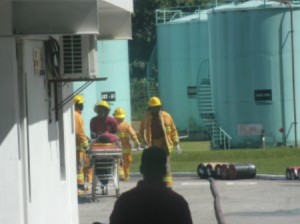 Emergency personnel doing a drill
