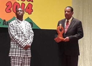 Leroy Charles with president Savarin at the ceremony