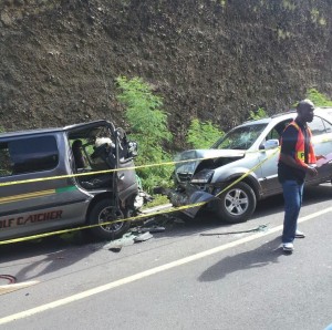 The accident involved a Kia jeep and a bus travelling in opposite directions