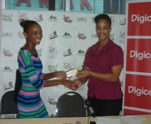 Lourie Ambo-Victor receives her ticket prize