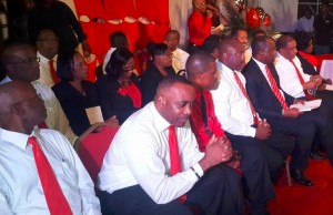 DLP candidates at the launch of the manifesto on Thursday night 