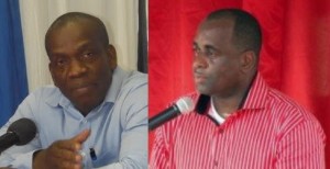 Linton (left) was challenged by Skerrit to make his position clear on foreign policy