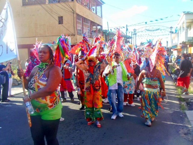 A Kalinago group with their Tet Mas parading at the opening of Carnival 2015