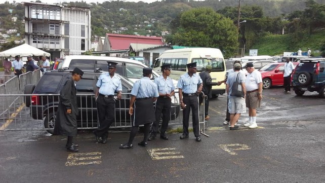 There was a heavy presence of police at the port on Monday