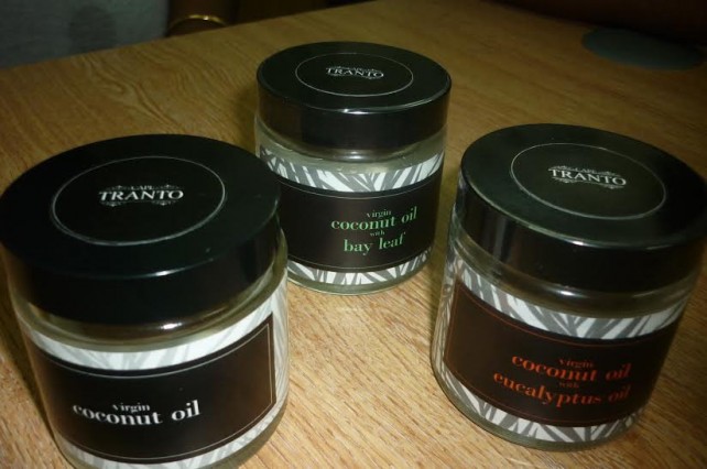 Coconut oil produced in Dominica by entrepreneur Anthea George under the label "Cape Tranto"