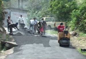 Ongoing repairs on Tete Morne road 