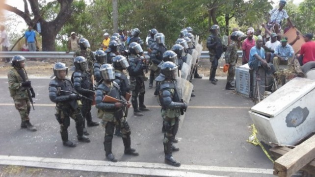 Police prepare to face protesters on Monday 