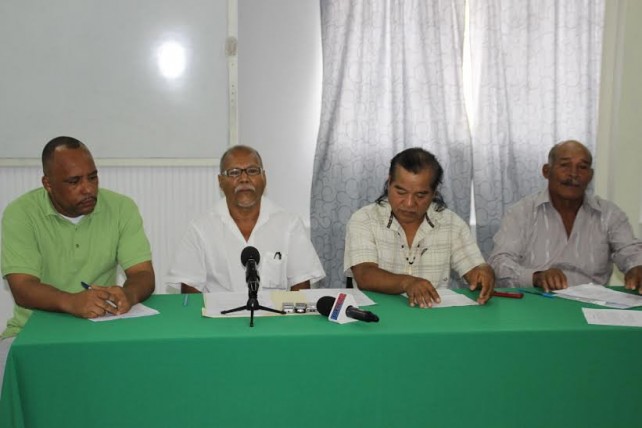 Kalinago chief Williams (second from left) addresses the media on Thursday 