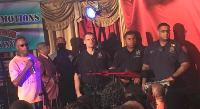 New York City police officers on the stage at the event 