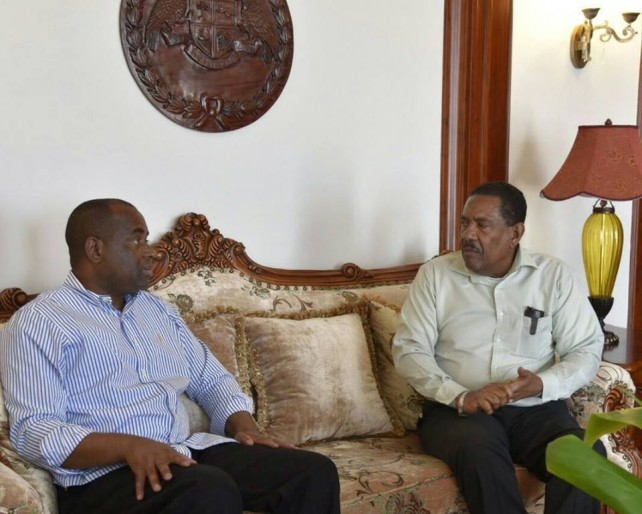 President Savarin and Prime Minister Skerrit meet following Erika's devastation in Dominica
