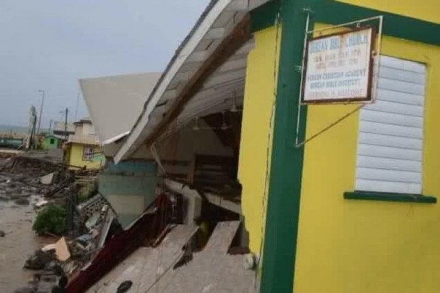 The school was severely damaged by Erika 