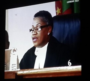The Chief Justice made her presentation from Grenada 