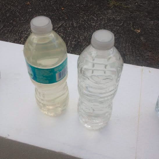 Purified water (right) versus unpurified in Salisbury 