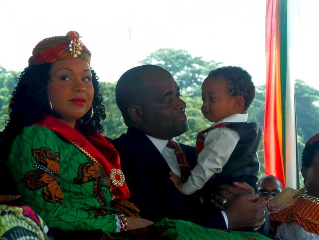 The Prime Minister, his wife and son on Independence Day 2014