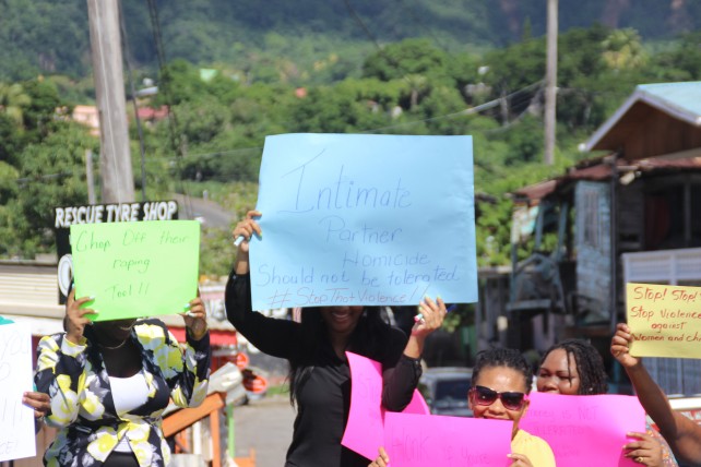 Dominicans, protesting "silently" to help raise awareness about gender based violence