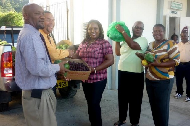 Ministry of Agriculture staff with some of the donation 